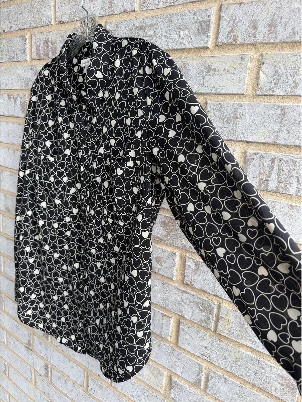 Coldwater Creek Long Sleeve Button Up Collared Black/Cream Shirt Women's Size XL - Picture 6 of 8
